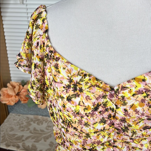 NEW ASTR The Label Floral Ruched Chiffon Minidress Size XL - Picture 10 of 11